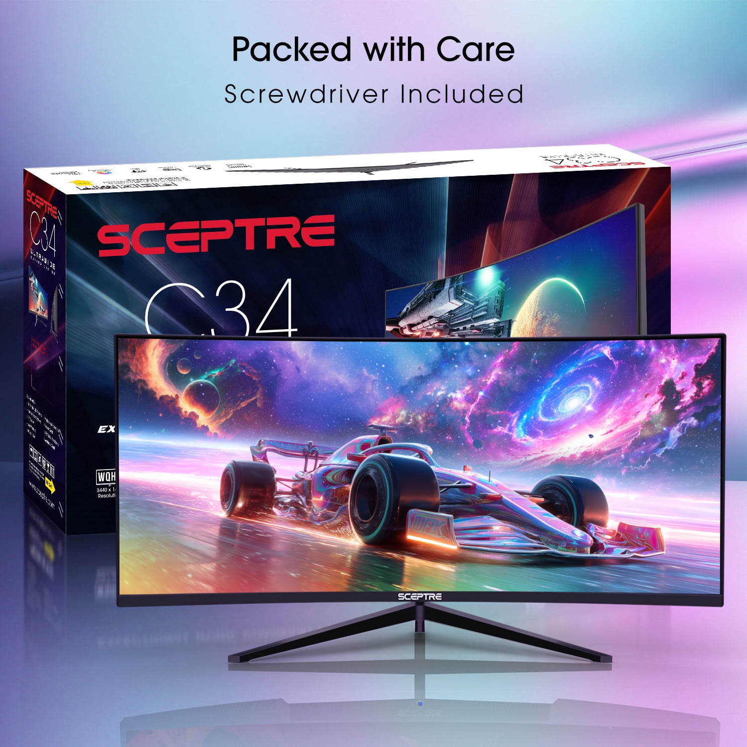 Sceptre New 34-inch Curved Gaming Monitor 3440 x 1440 180Hz DP HDMI Build-in Speakers 2026