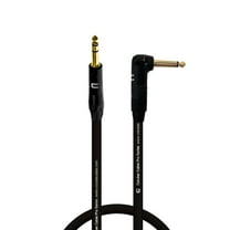 1/4" TRS Male to Right Angle 1/4" TS - 0.5 Feet - Black - Pro 3-Pin Microphone Connector for Powered Speakers, Audio Interface or Mixer for Live Performance & Recording