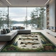thumbnail image 2 of ODIKA 8'x10' Washable Area Rug Non-Slip Chair-Friendly Mat Fish Fishing Bass Lake Vintage Lure Cabin Motif Tackle Border for Dining Room, Large Office, Lounge, 2 of 7