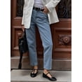 thumbnail image 6 of Jeans for Women Wide Leg Baggy High Waist Boyfriends Straight Leg Stretchy Denim Pants Trendy Fall Blue S, 6 of 10