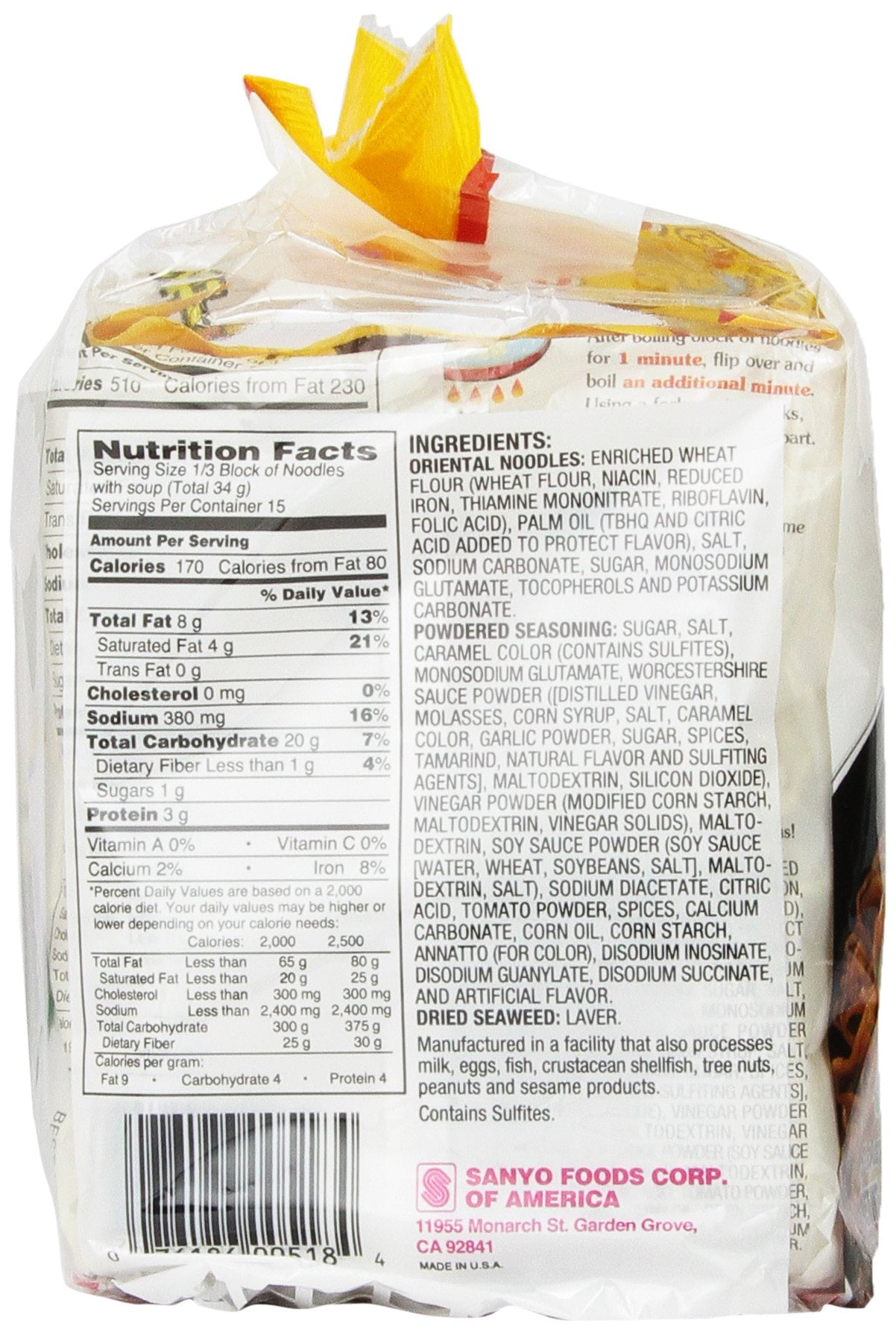 Sapporo Ichiban Chow Mein Yakisoba 5pk, 18 oz [Pack of 6]