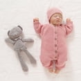thumbnail image 4 of YIXPOH Baby Long Sleeve Knit Romper Neutral One-Piece Jumpsuit With Button Closure Soft Cotton Knit Outfit Pink 0-1 Months, 4 of 10