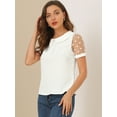 thumbnail image 4 of DARING DIVA Women's Polka Dots Mesh Peter Pan Collar Blouse L White, 4 of 6