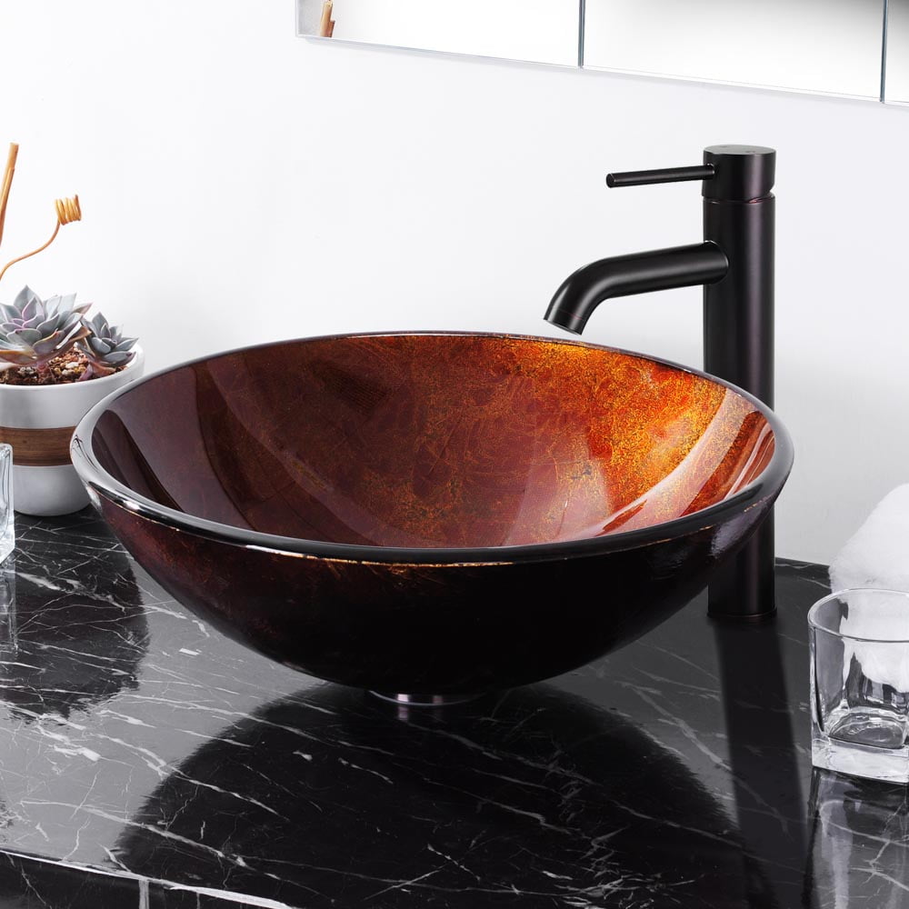 Details about   Modern Multi Color Tempered Glass Vanity Sink Round Decor Vessel Basin Sink 