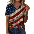 thumbnail image 4 of MEICHEN Women's Tops Summer Printed Patriotic Top Short Sleeves Blouse Tops 250th Anniversary Short Sleeve T Shirt V Neck Graphic Tee, 4 of 6