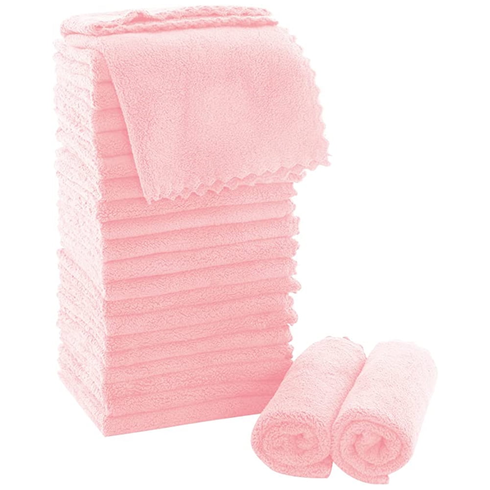 Kepooman Fast Drying, Extra Absorbent, Terry Cotton Washcloths, Cotton Set of 24 Lightweight Washcloths, Pink Kepooman Fast Drying, Extra Absorbent, Terry Cotton Washcloths, Cotton Set of 24 Lightweight Washcloths, Pink