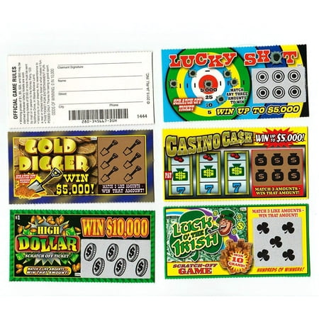 Cp Usa 5 FAKE ALL WINNING SCRATCH OFF LOTTERY TICKETS PRANK GAG JOKE Authentic Looking