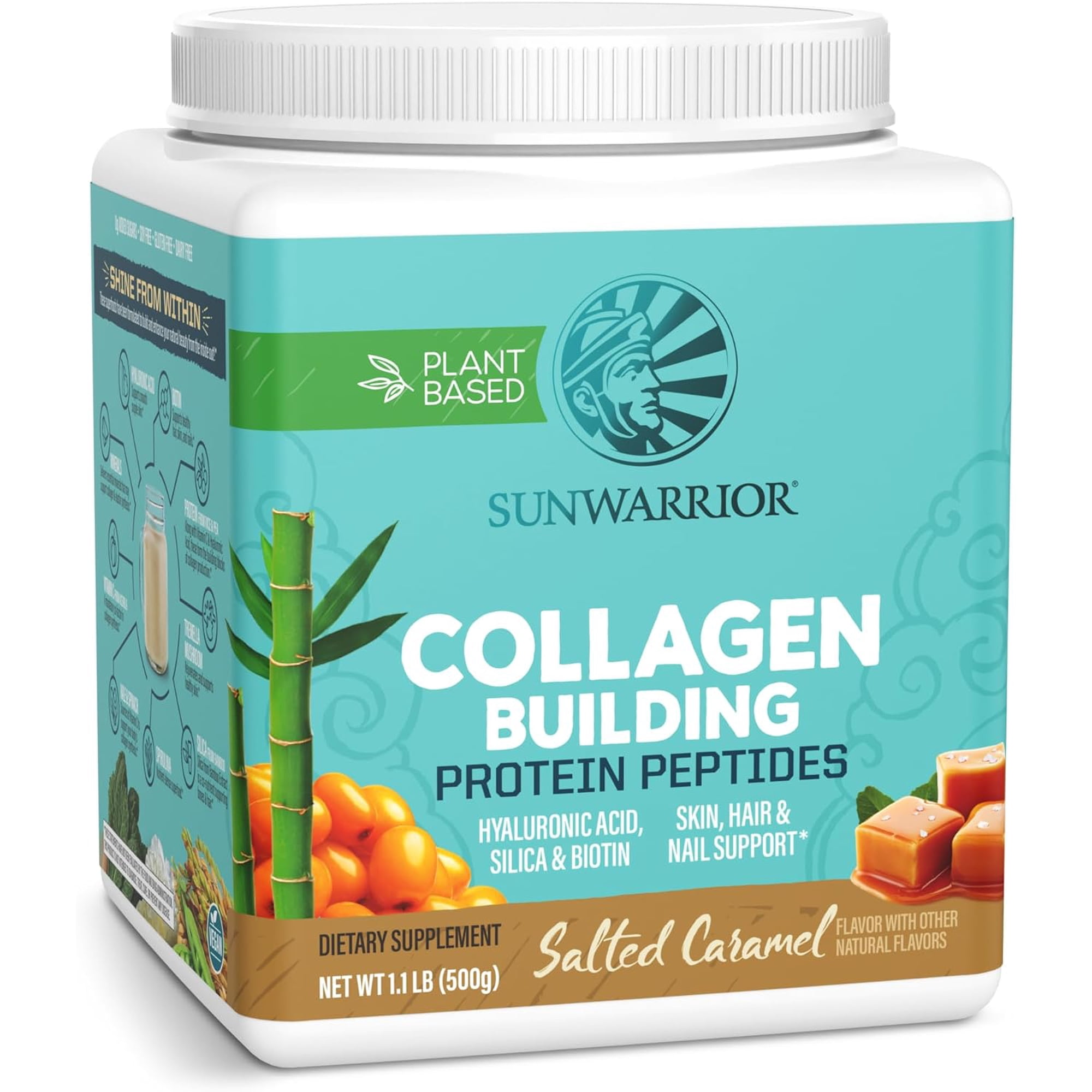 Sunwarrior Vegan Collagen Salted Caramel Protein Powder with Biotin & Hyaluronic Acid 20 Servings