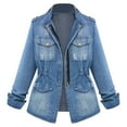 thumbnail image 3 of Veste en Denim Oversize à Chaîne pour Femmes et Dames, Grande Taille, Décontractée, avec Poches, 3 of 6