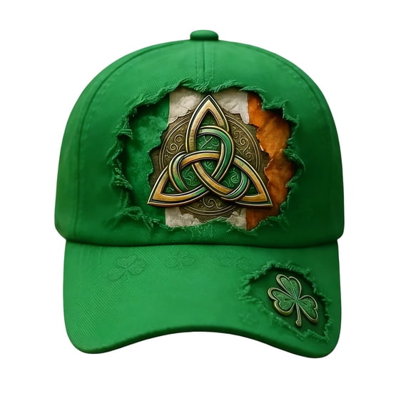 RICHMJ St. Patrick's Day 4 Leaf Clover Baseball Hat Adjustable Embroidery Shamrock Baseball Cap for Men and Women (Green)