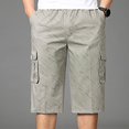 thumbnail image 6 of Men's Casual Twill Elastic Cargo Shorts Below Knee Relaxed Fit Multi-Pockets Capri Long Shorts 3/4 Outdoor Pants, 6 of 9