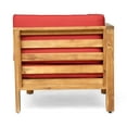 thumbnail image 3 of GDF Studio Keith Outdoor Acacia Wood Loveseat with Cushions, Teak and Red, 3 of 12