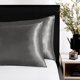 thumbnail image 2 of Deconovo Funda de almohada de seda Queen para cabello y piel, paquete de 2, gris carbón, fundas de almohada de satén con cierre de sobre, protector de almohada suave y antideslizante, 2 of 8
