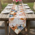 thumbnail image 6 of Orange Blue Fall Table Runner Linen Burlap Table Runner 70 Inches Long Vintage Pumpkins Thanksgiving Autumn Leaves Dresser Scarves for Kitchen Island Coffee Dining Room Party Holiday Decor 13"x70", 6 of 8