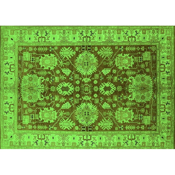Ahgly Company Indoor Rectangle Oriental Green Industrial Area Rugs, 8' x 12'