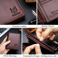thumbnail image 7 of BULLCAPTAIN Large Capacity RFID Blocking Genuine Leather Wallet Black QB-027, 7 of 7