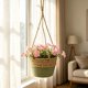 thumbnail image 4 of Cesta colgante de cuerda de yute o cesta tejida de macramé,soporte para colgar,cesta decorativa para interiores y exteriores,ideal para macetas y jardín., 4 of 6