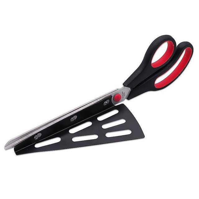 Tijeras para pizza de acero inoxidable de 27,5 cm de color rojo, tijeras de cocina con pala para pizza desmontable (multifunción, no solo para pizza), utensilio de cocina