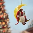 thumbnail image 2 of iju7gthy 4th of July Dog and Jesus Sitting on The Moon Hanging Ornament, Christmas Ornament Decoration, 2 of 9
