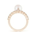 thumbnail image 2 of ANGARA Japanese Akoya Cultured Pearl Solitaire Ring with Diamonds in 14K Rose Gold for Women | June Birthstone, Birthday, Anniversary, Jewelry Gift for Women | Pearl Ring, 2 of 8