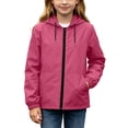 thumbnail image 3 of Frostluinai 5-16Y Kids Hooded Rain Jacket Waterproof Windbreaker Long Sleeve Full Zip with Pockets Drawstring Hem Outdoor Coat, 3 of 10