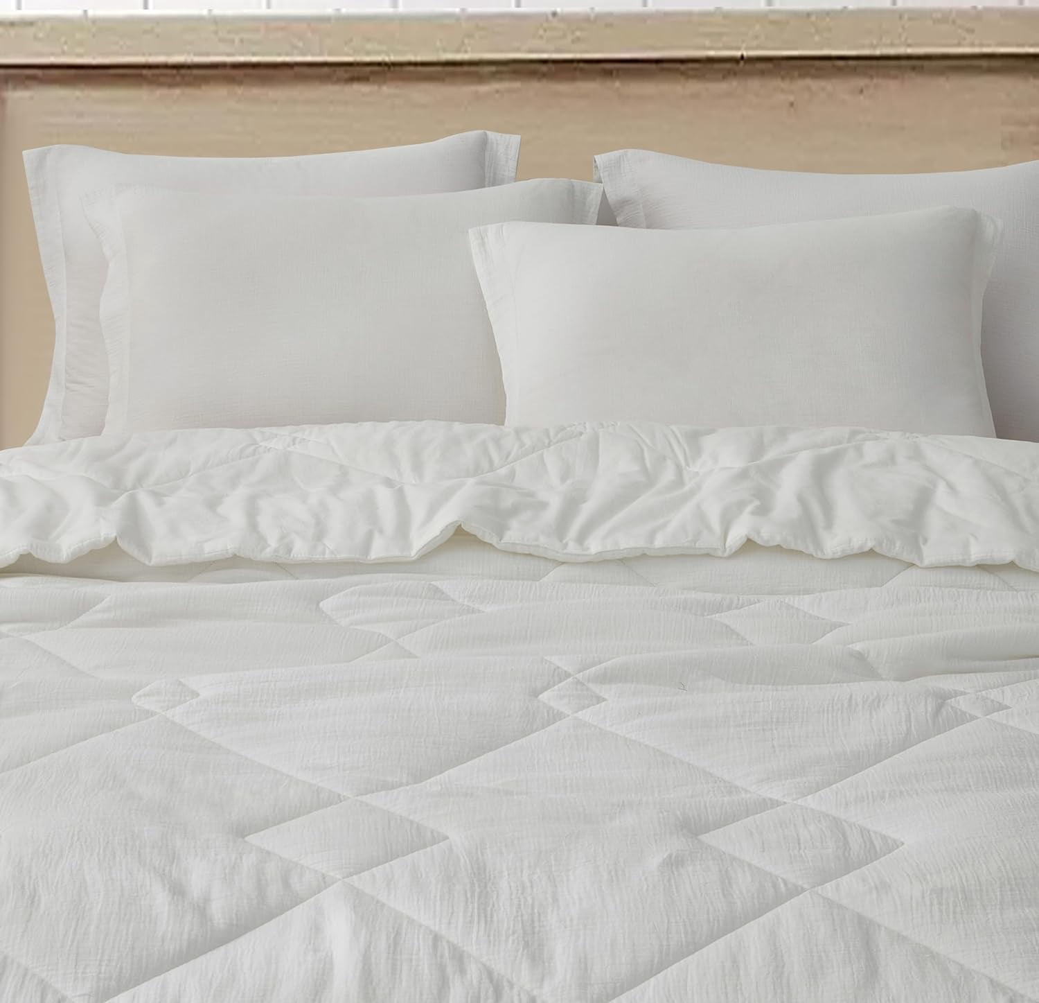 Chezmoi Collection Skye 3-Piece 100% Cotton Muslin Thin Comforter Set Oversized King, White Reversible Soft Washed Cotton Gauze Breathable Lightweight Summer Blanket