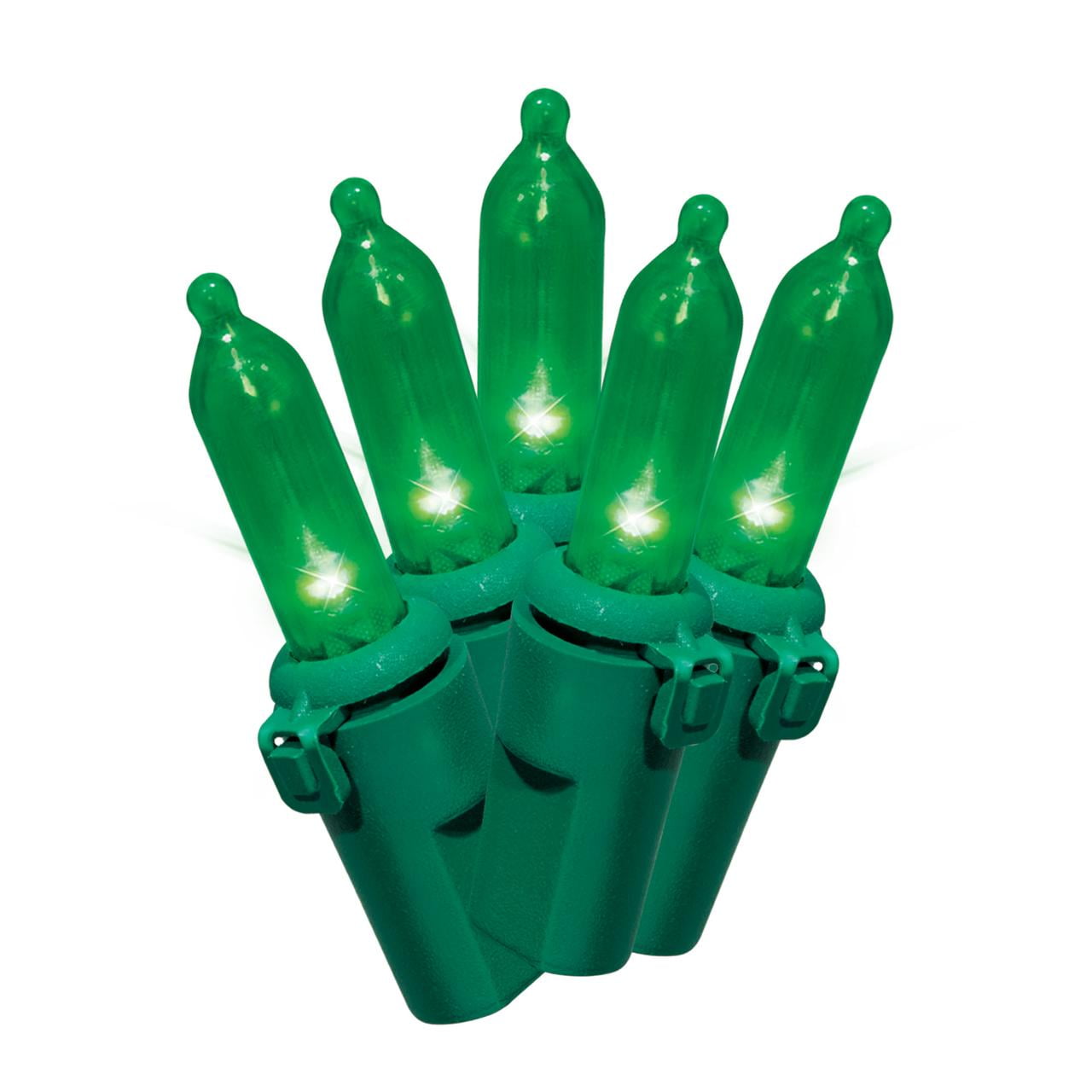 Holiday Time 100-Count Green LED Mini Christmas Lights, with Green Wire ...