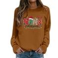 thumbnail image 1 of FYEGRE Chandail Sans Capuche pour Femmes, Col Rond, Manches Longues, Doux, Décontracté, Athlétique, Confortable, pour les Vacances, Marron, TG, 1 of 4