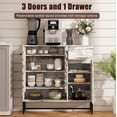 thumbnail image 5 of S-HOME Stylish Woven Buffet Cabinet with Adjustable Shelves Metal Legs for Versatile Storage in Living Room Dining Entryway, White+Vintage, 5 of 8