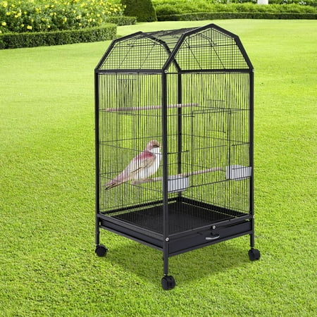 Large Bird Cage wit Rolling Stand Cockatiel Parakeet Finch Parrot Birdcage Cage