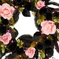 thumbnail image 3 of 24 in. Artificial Cute and Creep Halloween Wreath, 40 Pink LED Lights, Battery Operated, Timer, 3 of 3