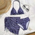 thumbnail image 2 of Nwiuh Girl's 3 Piece Bikini Sets Floral Halter Triangle Bathing Suit with Cover Up (Blue, 8-9 Years), 2 of 6