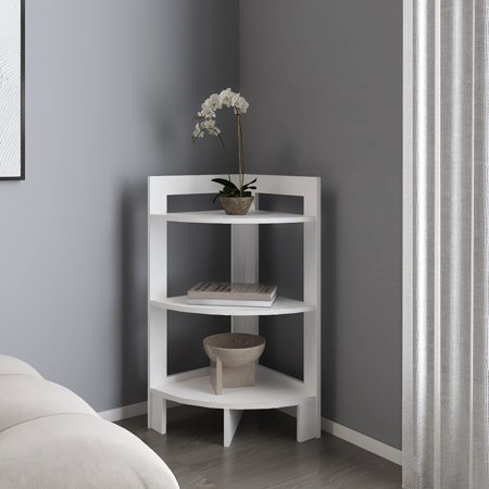 White Three-Level - Store Small Items - Apartment Corner - Space-Saving Design