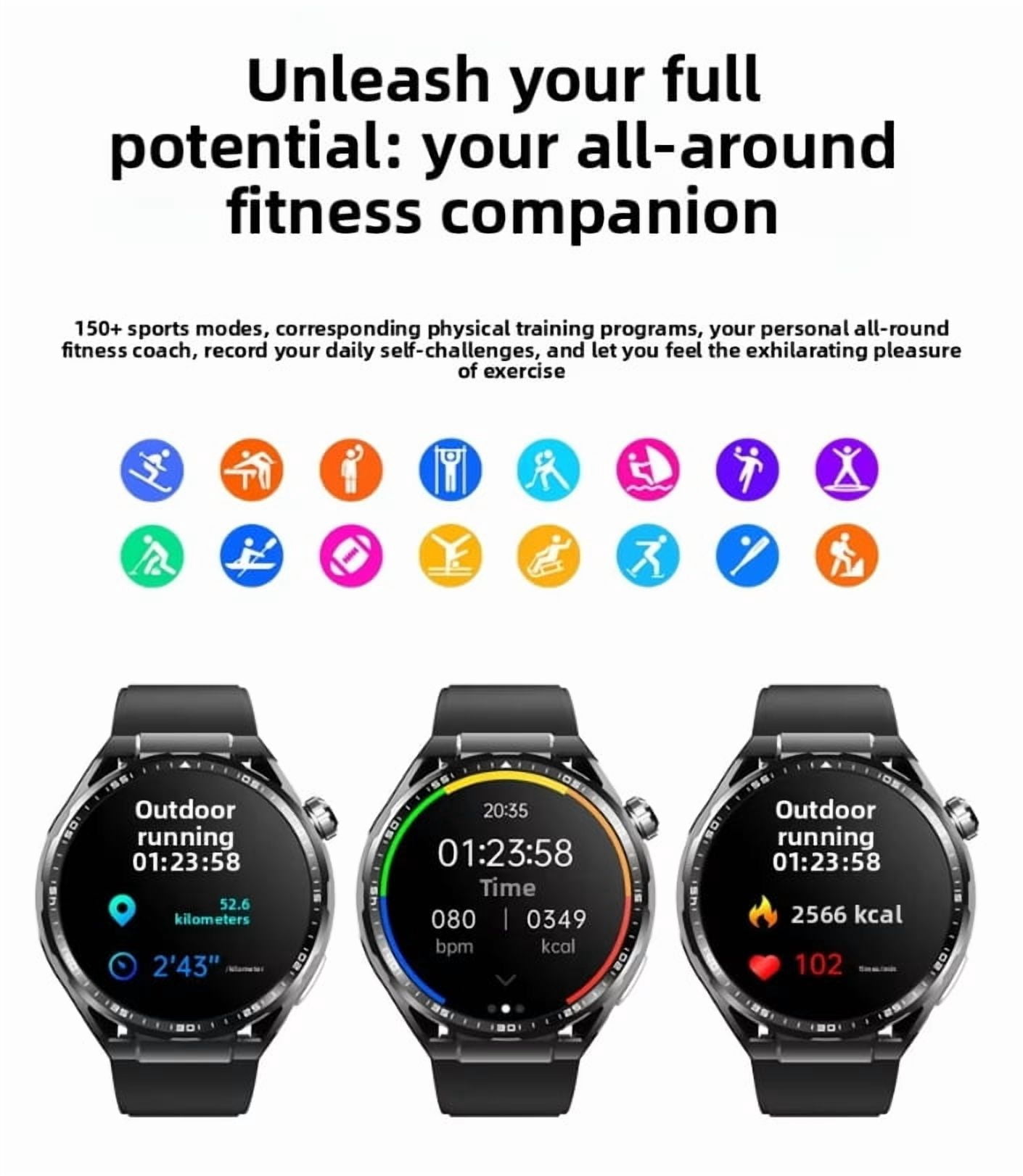 LAATIKUI smartwatch F200 waterproof IP67 suitable for both men's and women's sports mode, 1.55-inch fitness tracker, for answering/making calls/smart reminders