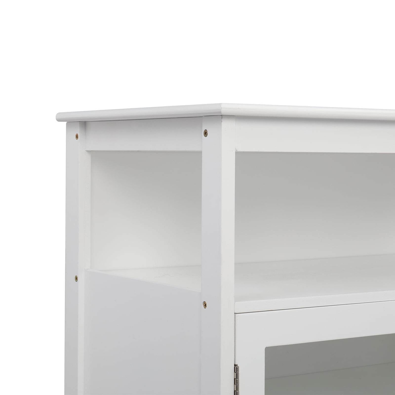 Kepooman Contemporary Sideboard, Transparent Double Doors Buffet Credenza With Middle Storage Layer MDF NC Spray Paint Sideboard, White Kepooman Contemporary Sideboard, Transparent Double Doors Buffet Credenza With Middle Storage Layer MDF NC Spray Paint Sideboard, White
