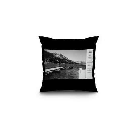 Echo Bedding Pillows Echo Lake, California - View of the Lake, Beckers and Sybil Peak (16x16 Spun Polyester Pillow, Black Border) ()