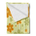thumbnail image 2 of Floral Soft Flannel Fleece Blanket, Big Little Flourishing Graphic Flowers Striped Background Retro Natural Art, Cozy Plush for Indoor and Outdoor Use, 50" x 70", Pale Green Orange, by Ambesonne, 2 of 5