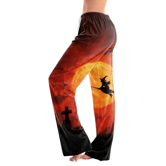 Halloween Womens Pajama Pants Cute Halloween Print Lounge Pants Comfy Pjs Sleep Bottoms Comfy Pajama Pants Cute Trousers Loose Pants