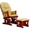 Deluxe Glider With Ottoman - Cherry/beig