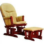 Deluxe Glider With Ottoman - Cherry/beig