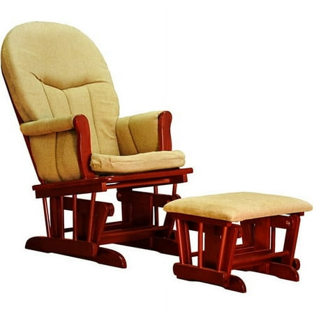Deluxe Glider With Ottoman - Cherry/beig