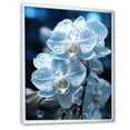 thumbnail image 2 of Designart "Blue White Flower landscape Pearlescent Orchids" Floral Floater Framed Wall Art Living Room, 2 of 7