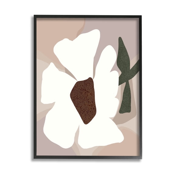 Stupell Industries Modern White Petals Botanical & Floral Painting Black Framed Art Print Wall Art, 11 x 14