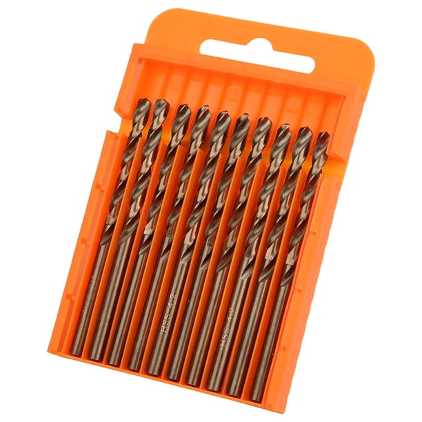 10 unids/caja de brocas helicoidales de acero de alta velocidad, juego de brocas de metal con mango recto para metal endurecido, acero inoxidable, hierro fundido, plástico y madera(4.2)