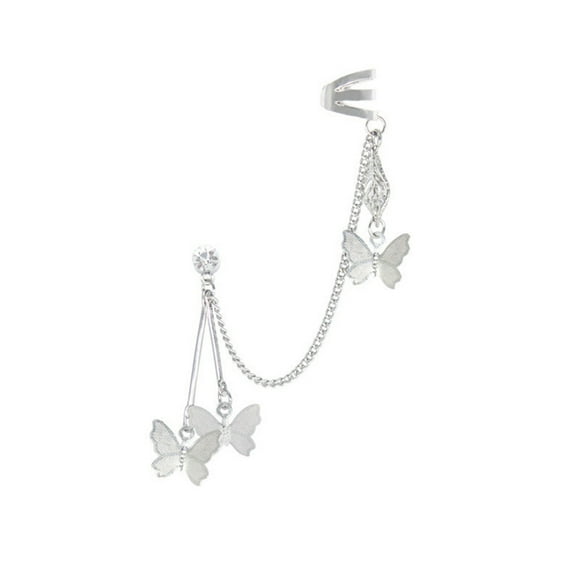 Pierced One- Ear Double Clip Earrings Single Chain Earrings