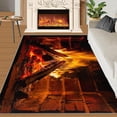 thumbnail image 2 of Flame Rug Burning Fireplace Bedroom Rugs Firewood Flames Area Rug Non Slip Printed Low Pile Indoor Floor Carpet for Home Decor-2' x 3', 2 of 6