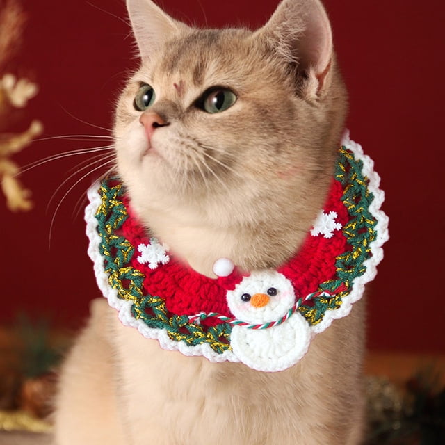 Christmas Pet Neck Ornaments Dog Wool Decoration Scarf Collar Hand Woven