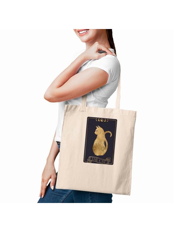 Tarrot Card Misterious The Cat Card Design Tote Bag