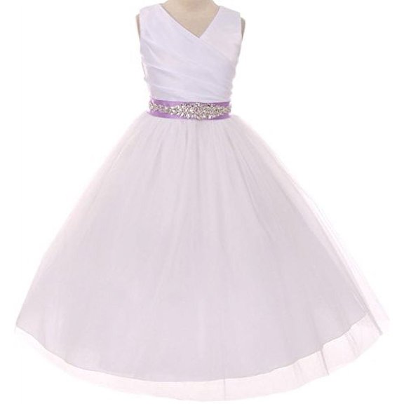 Flower Girl Dress Communion Bridesmaid Mix & Match for Big Girl White Lilac 12 276CB