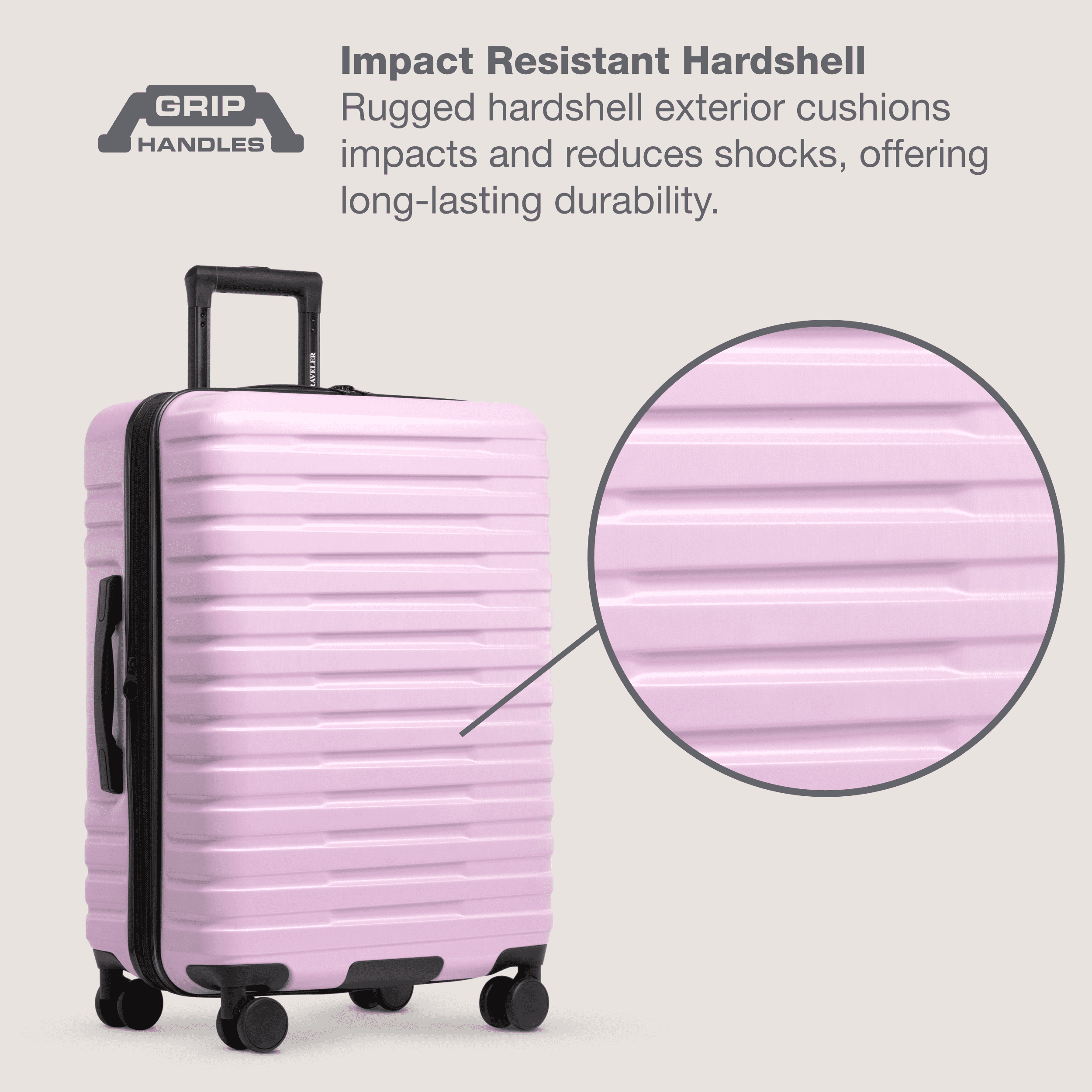 U.S. Traveler Boren Hardside Rugged Spinner Luggage, Lavender, 26" Checked Medium